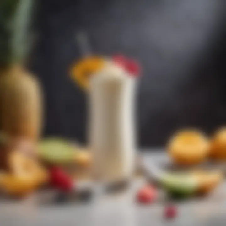 A vibrant smoothie made with fat-free Greek yogurt and tropical fruits
