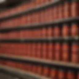 Vibrant array of chili garlic sauce jars on a Wegmans shelf