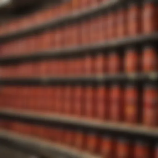 Vibrant array of chili garlic sauce jars on a Wegmans shelf