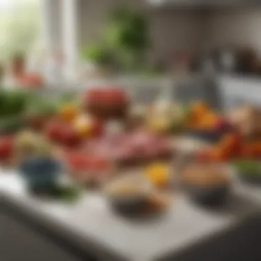 A vibrant array of fresh, organic ingredients laid out on a kitchen counter.