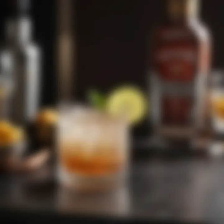 A beautifully arranged cocktail setup showcasing a Russian Mule with garnishing options.