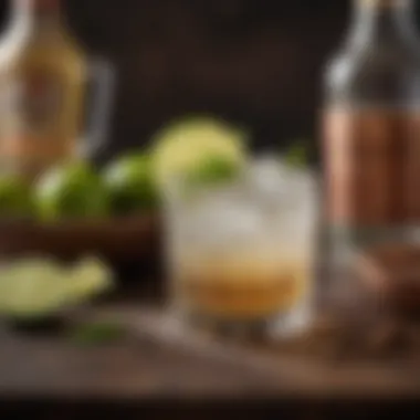 Essential Ingredients for Russian Mule The essential ingredients for a Russian Mule, including vodka, ginger beer, and fresh lime.