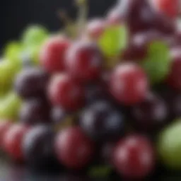 Close-up of fresh grapes showcasing their vibrant colors and textures.