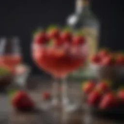 Vibrant strawberries elegantly arranged with cocktail elements