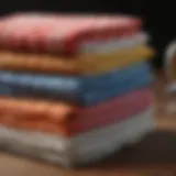 A variety of dish cloth fabrics displayed showcasing textures and colors