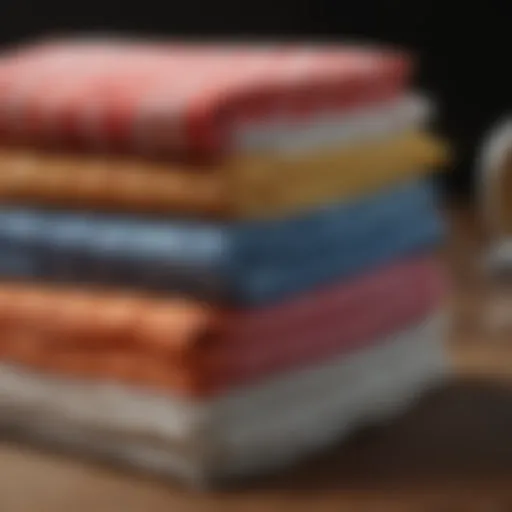 A variety of dish cloth fabrics displayed showcasing textures and colors