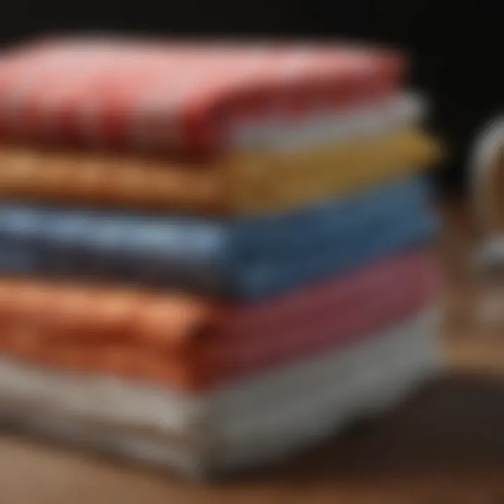 A variety of dish cloth fabrics displayed showcasing textures and colors