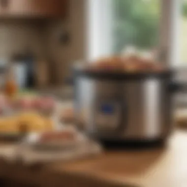 A cozy kitchen scene with a crockpot on the counter