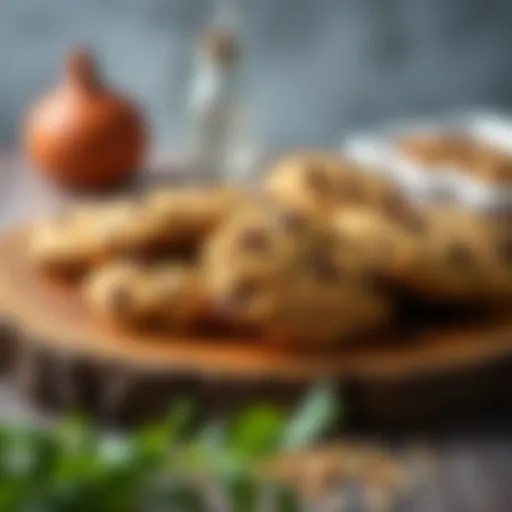 Delicious oatmeal cookies arranged on a rustic wooden platter