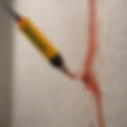 Close-up of a wall being cleaned with a crayon mark