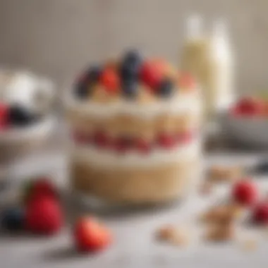 A plate of overnight oats garnished with berries and nuts