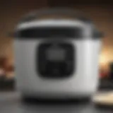 A modern rice cooker showcasing its sleek design and control panel.