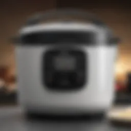 A modern rice cooker showcasing its sleek design and control panel.