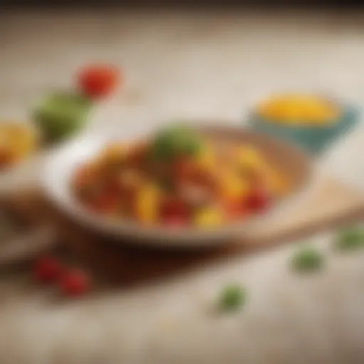 A vibrant plate showcasing a colorful five-ingredient dish
