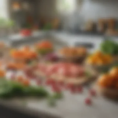 Fresh ingredients laid out neatly on a kitchen counter