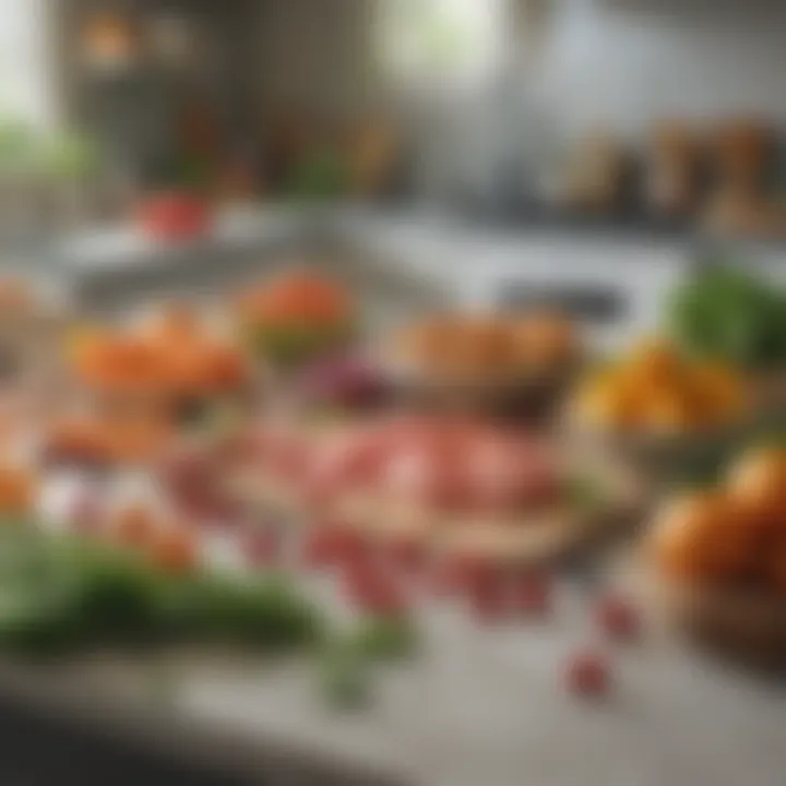 Fresh ingredients laid out neatly on a kitchen counter