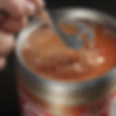 Close-up of a can being opened easily