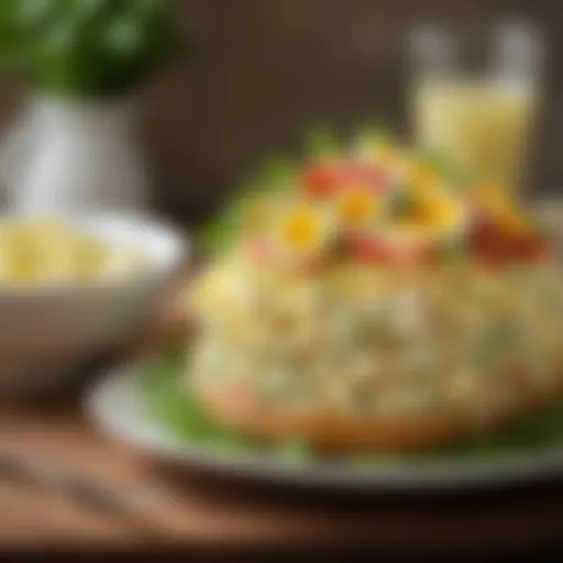 Colorful egg salad with fresh herbs and vegetables