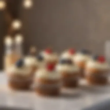 Elegant Cupcake Display Elegant presentation of beautifully crafted cupcakes on a party table