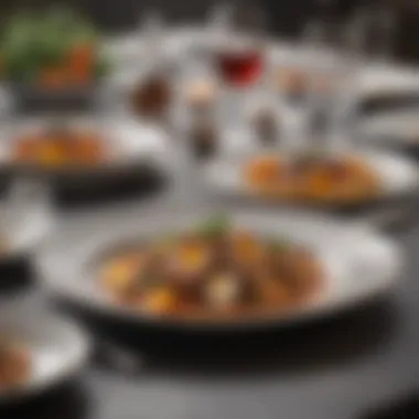 Elegantly Plated Dishes for Presentation An elegantly set dining table showcasing beautifully plated dishes.