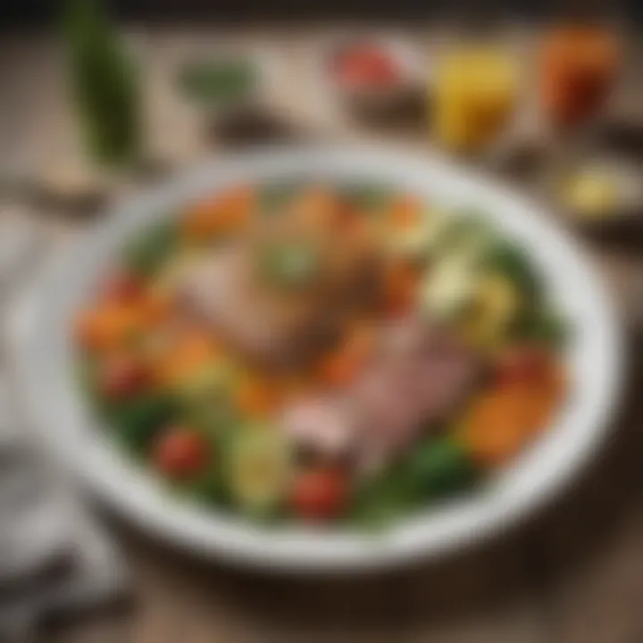 A colorful plate of light and refreshing main courses featuring seasonal vegetables.