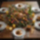 A beautifully arranged spring dinner table showcasing vibrant dishes.