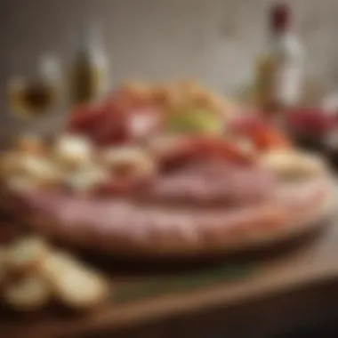 Artful Presentation of Charcuterie A visually appealing charcuterie board arranged with perfect balance and color