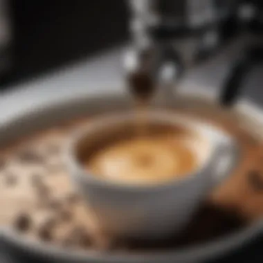 Close-up view of espresso extraction highlighting rich crema