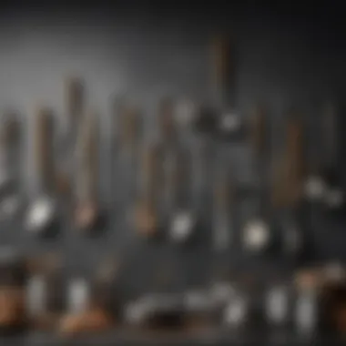 A collection of high-quality kitchen utensils neatly arranged on a countertop.