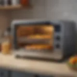 Compact multi-functional toaster oven in a small kitchen setting