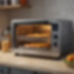 Compact multi-functional toaster oven in a small kitchen setting