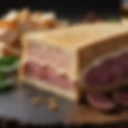 A close-up view of liver cheese showcasing its rich texture and color.