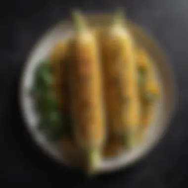 Beautifully Plated Corn on the Cob A beautifully plated corn on the cob served with garnishes