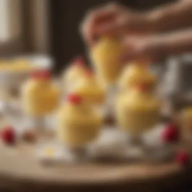 A heartwarming scene of enjoying custard dessert with loved ones