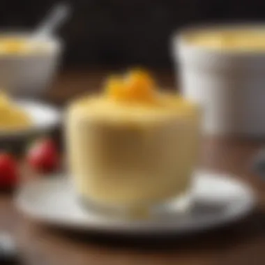 A rich and creamy custard in a delicate dish