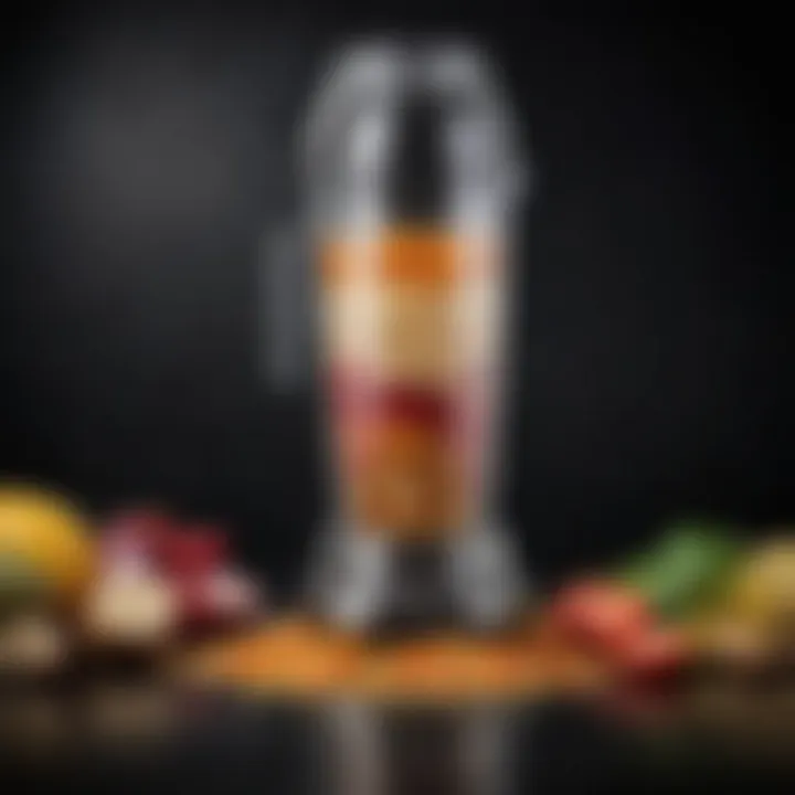 A collection of ingredients ready to be blended in a sleek blender