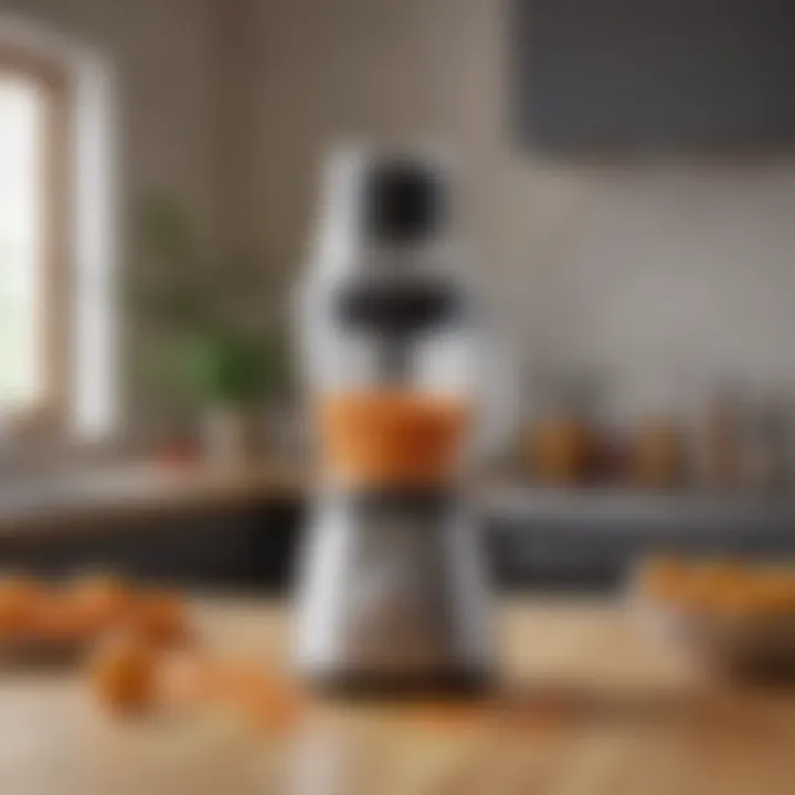 A modern kitchen showcasing a blender with removable blades