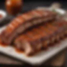 Savory pork spare ribs glistening with a rich glaze