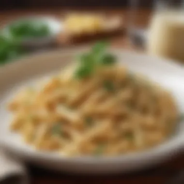 A creamy pasta dish topped with fresh herbs