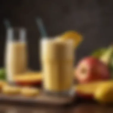 Close-up of a creamy mango and banana smoothie