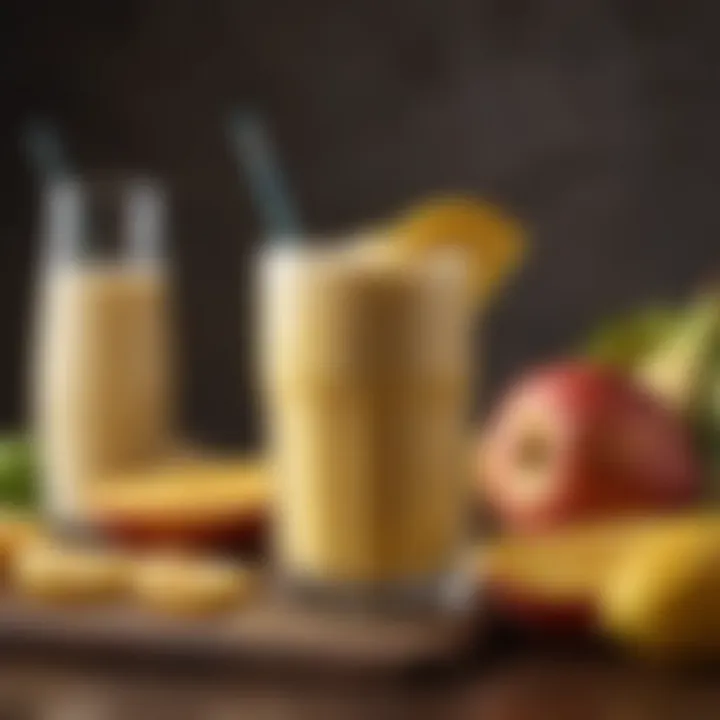 Close-up of a creamy mango and banana smoothie