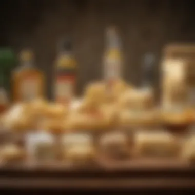 A variety of authentic Parmesan cheese brands displayed elegantly on a wooden board.