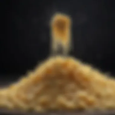 Close-up of grated Parmesan cheese highlighting its fine crystals and rich aroma.