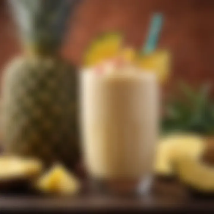 A refreshing Bahama Mama Smoothie served with a slice of pineapple