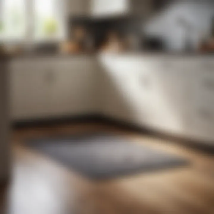 Elegant design of an anti-fatigue kitchen mat in a modern kitchen.