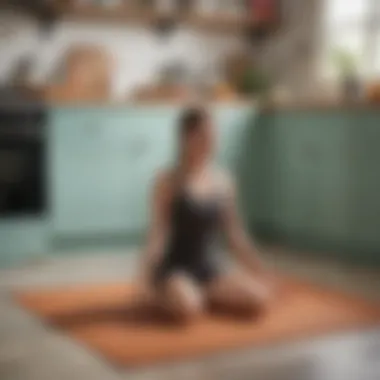 Enjoying Comfort on the Mat A person enjoying comfort while standing on an anti-fatigue kitchen mat.
