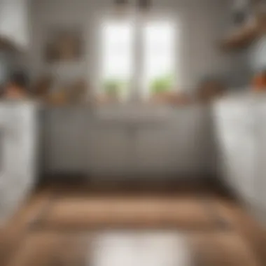 A serene kitchen setting showcasing the placement of an anti-fatigue mat.