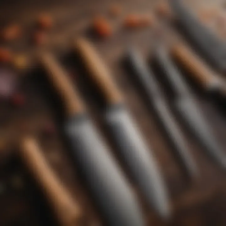 An array of knife materials highlighting different textures and finishes for enhanced performance