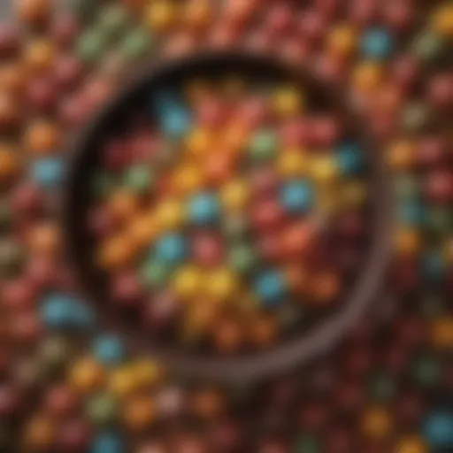 Colorful assortment of boba candy balls in a decorative bowl