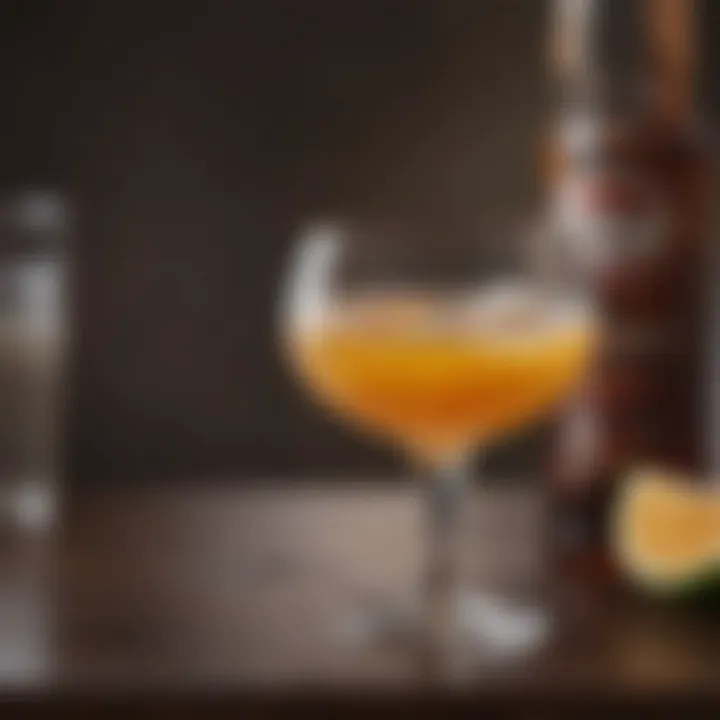 Elegant glass of a classic brandy sour cocktail